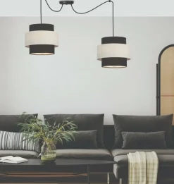 Sklep Kaja Czarno-biała lampa wisząca z dwoma abażurami 32-17857 z serii BENETA | Kaja Oświ Flash Sale