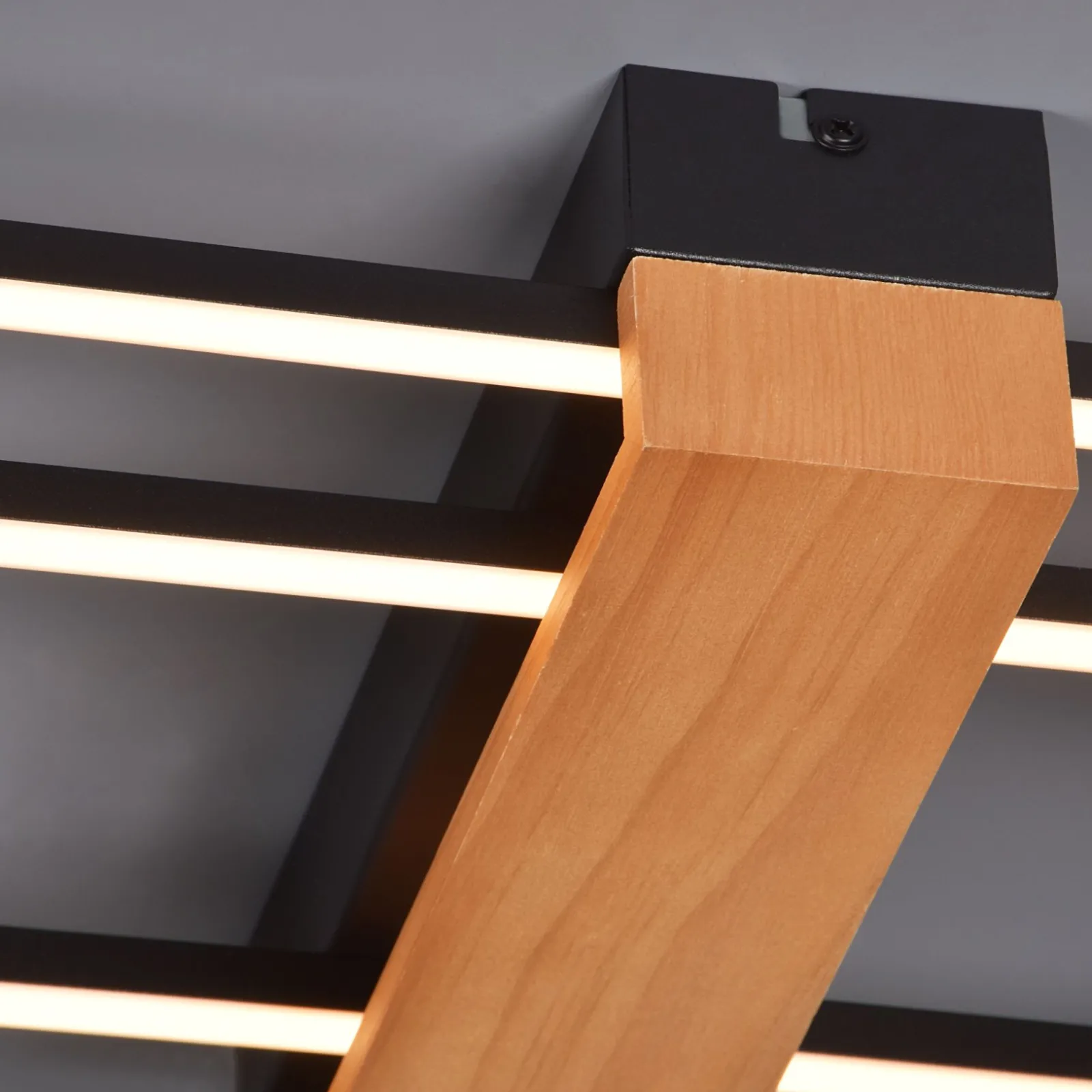 Sklep Kaja Czarno-drewniana lampa sufitowa LED C230624202 MINAR | Kaja* Plafony Nowoczesne|Lampy Led