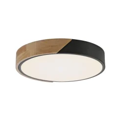 Sklep Kaja Czarno-drewniany plafon LED w formie koła ZM 14288-18 BILA | Kaja* Plafony Nowoczesne|Lampy Led