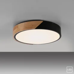 Sklep Kaja Czarno-drewniany plafon LED w formie koła ZM 14288-18 BILA | Kaja* Plafony Nowoczesne|Lampy Led