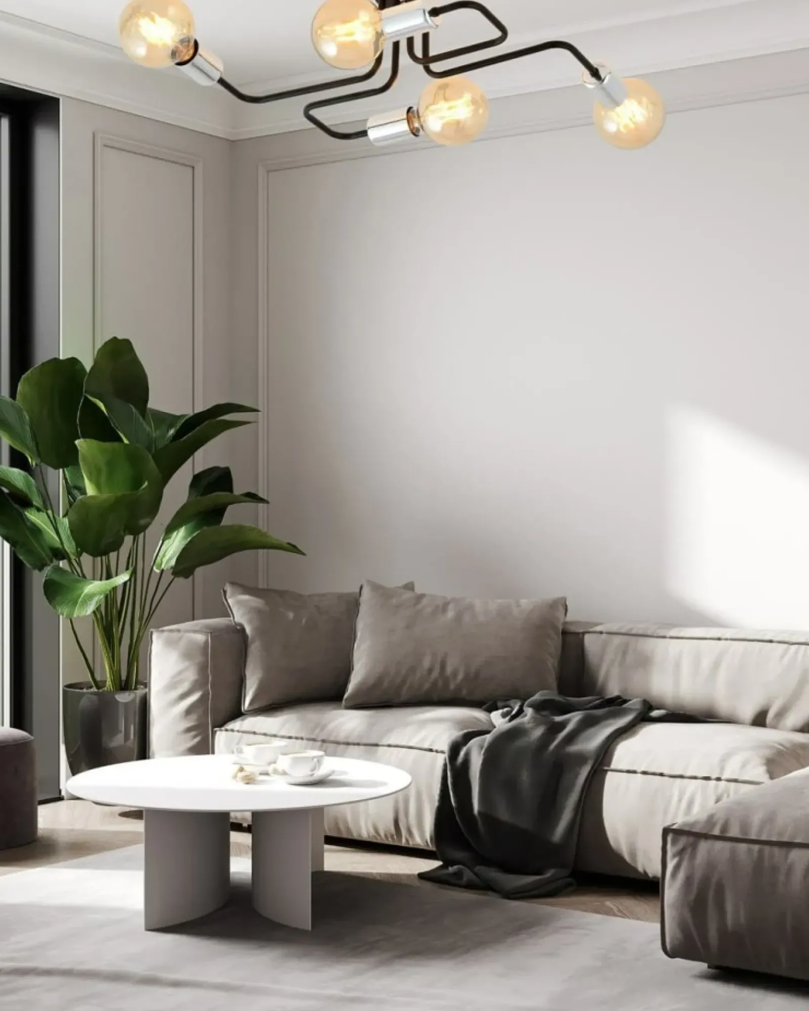 Sklep Kaja Czarno-srebrna geometryczna lampa sufitowa 1174/4 z serii VEKEN | Kaja Best Sale