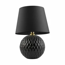 Sklep Kaja Czarno-złota, elegancka lampka nocna z abażurem TK 5590 SANTANA* Lampki Stołowe Z Abażurem|Nowoczesne Lampki Stołowe