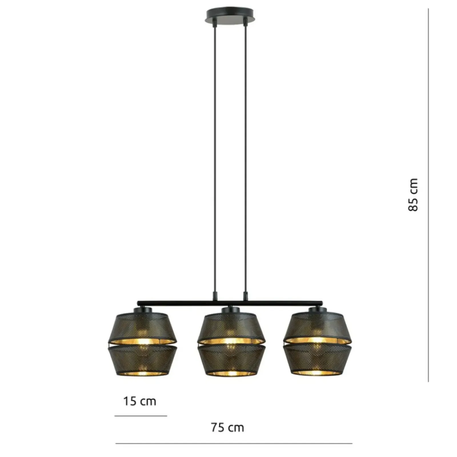 Sklep Kaja Czarno-złota lampa nad stół - perforowane abażury 1185/3 z serii MALIA czarny Best