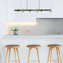 Sklep Kaja Czarno-złota lampa nad wyspę kuchenną LP-731/6L GD SNOW | Kaja Fashion