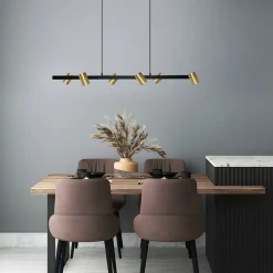 Sklep Kaja Czarno-złota lampa nad wyspę kuchenną LP-731/6L GD SNOW | Kaja Fashion