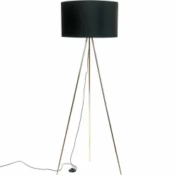 Sklep Kaja Czarno-złota lampa podłogowa z abażurem H06-GD-BK INGA | Kaja* Lampy Podłogowe Z Abażurem