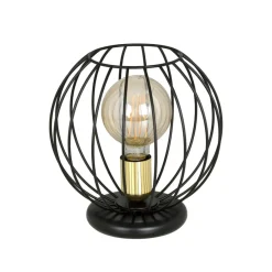 Sklep Kaja Czarno-złota lampa stołowa druciany klosz 144/LN1 | Kaja Oświetlenie* Tradycyjne Lampki Stołowe