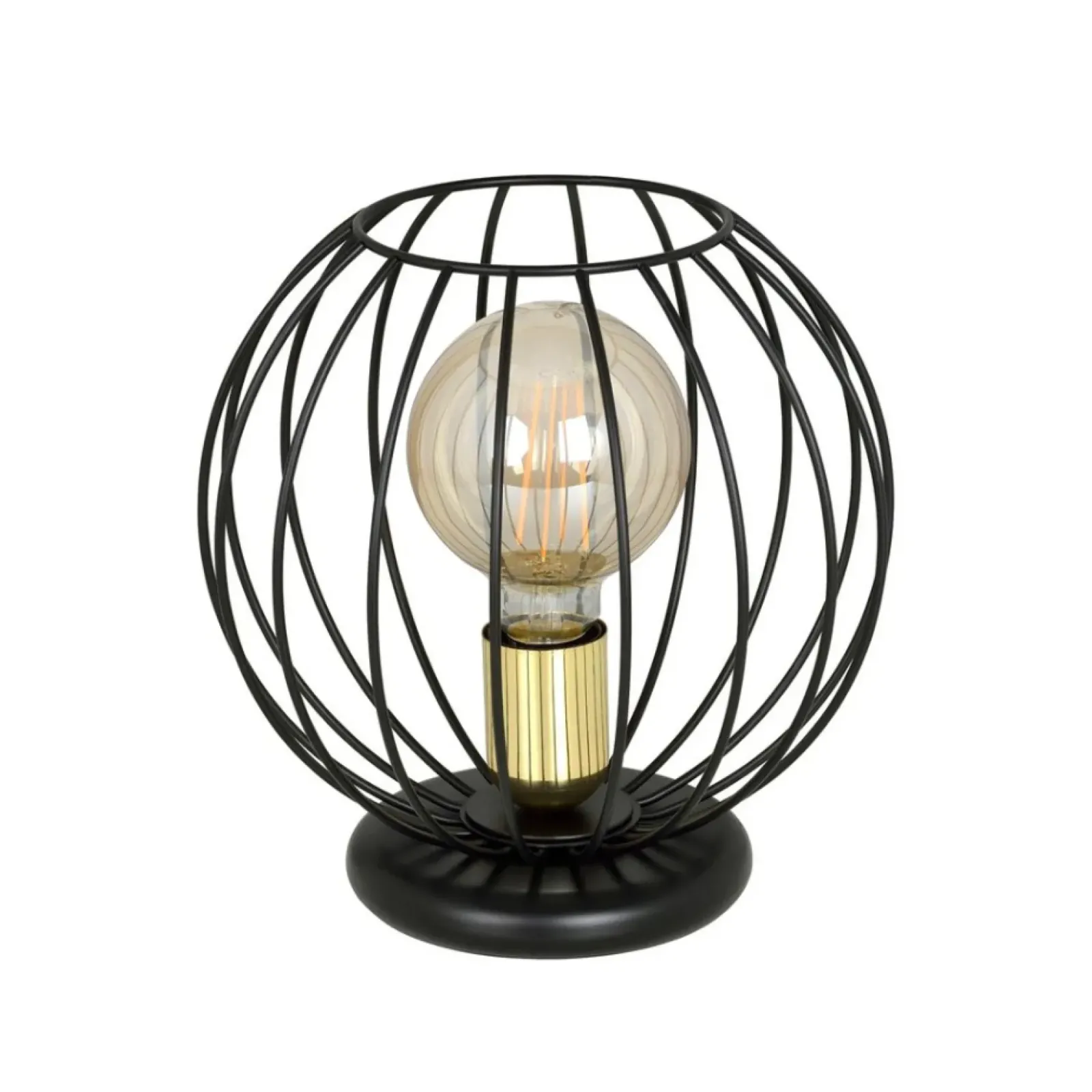 Sklep Kaja Czarno-złota lampa stołowa druciany klosz 144/LN1 | Kaja Oświetlenie* Tradycyjne Lampki Stołowe