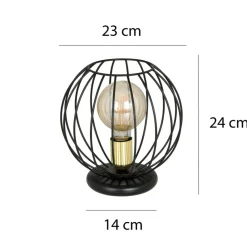 Sklep Kaja Czarno-złota lampa stołowa druciany klosz 144/LN1 | Kaja Oświetlenie* Tradycyjne Lampki Stołowe