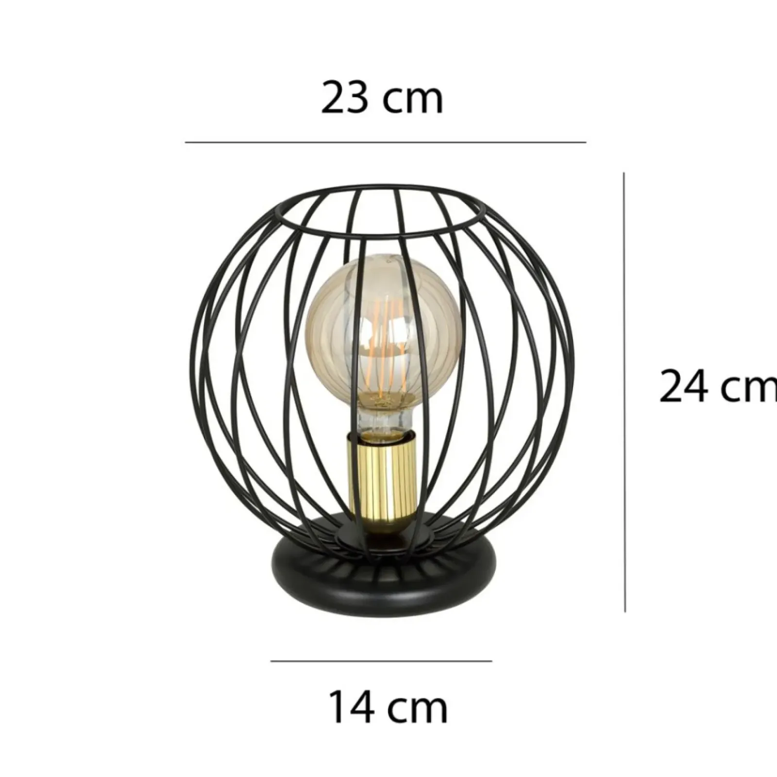 Sklep Kaja Czarno-złota lampa stołowa druciany klosz 144/LN1 | Kaja Oświetlenie* Tradycyjne Lampki Stołowe