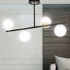 Sklep Kaja Czarno-złota lampa sufitowa z białymi kulami 1022/4 FLOKI | Kaja Online