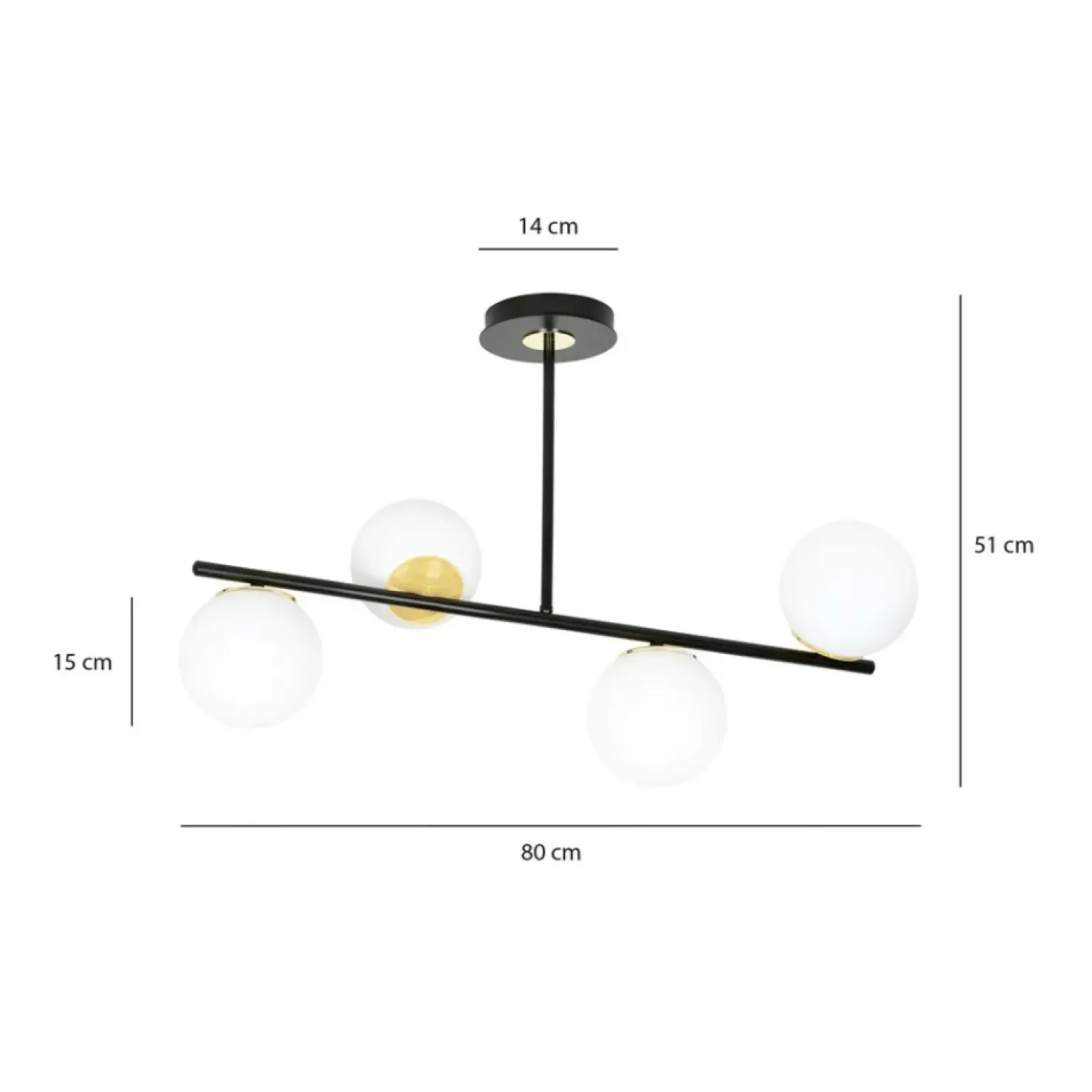 Sklep Kaja Czarno-złota lampa sufitowa z białymi kulami 1022/4 FLOKI | Kaja Online