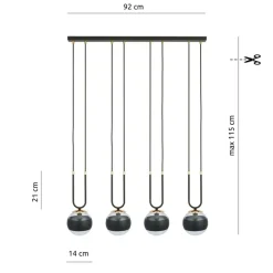 Sklep Kaja Czarno-złota lampa wisząca, regulowane zwisy 1113/4 GLAM | Kaja Outlet