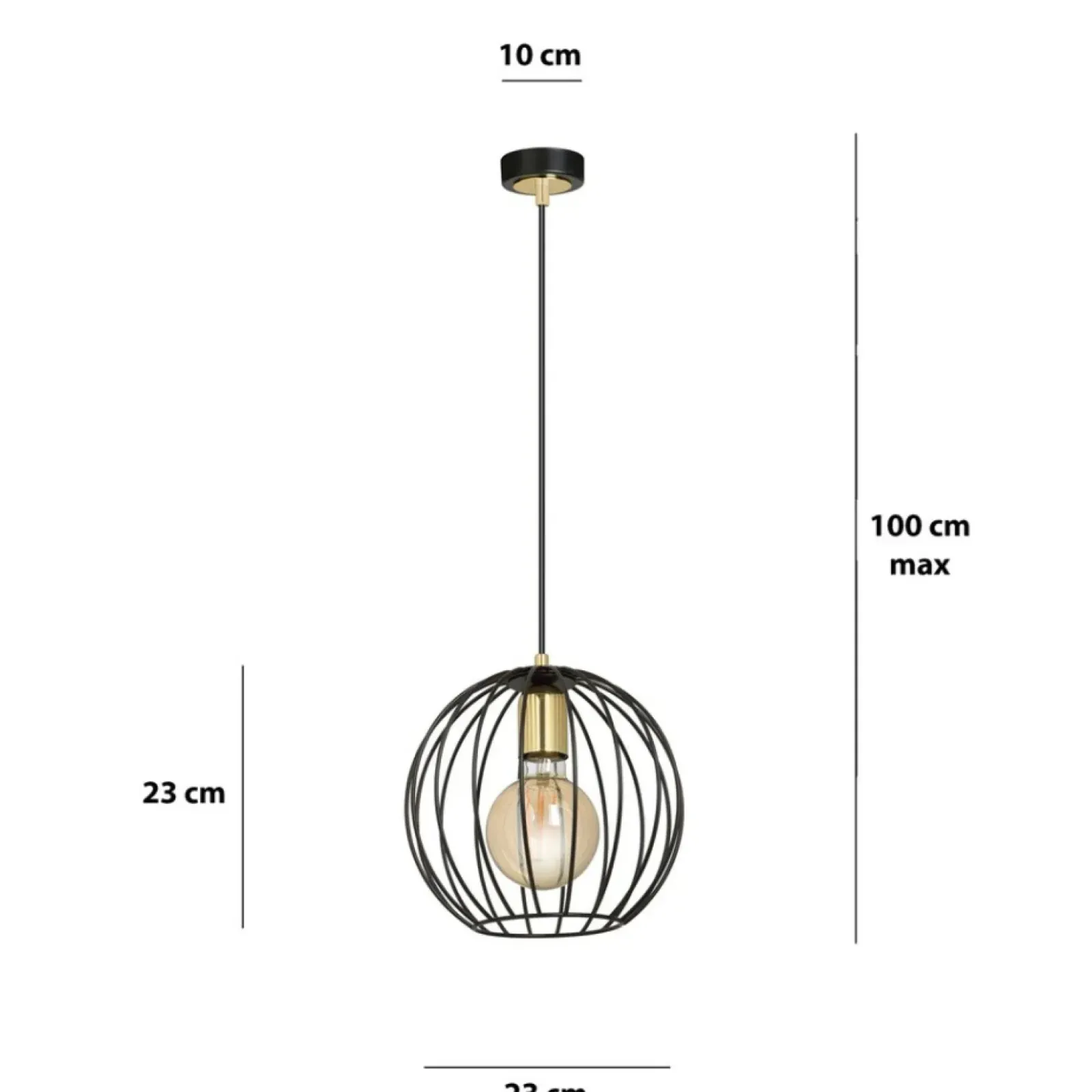 Sklep Kaja Czarno-złota lampa wisząca z drucianym kloszem 144/1 | Kaja czarny Clearance