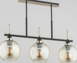 Sklep Kaja Czarno-złota lampa wisząca z 3 szklanymi kloszami AL 62198 | Kaja Store