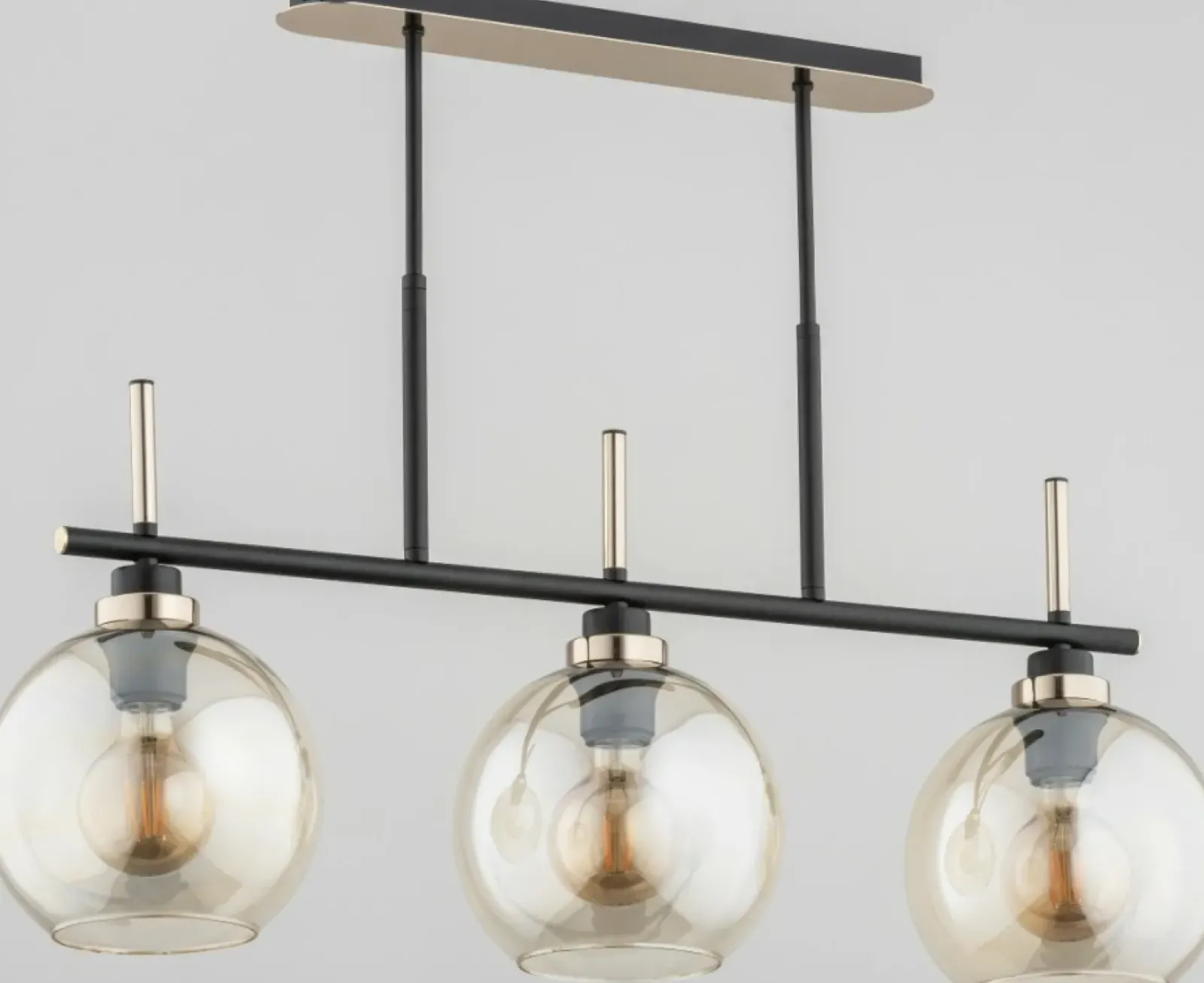 Sklep Kaja Czarno-złota lampa wisząca z 3 szklanymi kloszami AL 62198 | Kaja Store