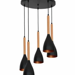 Sklep Kaja Czarno-złota lampa wisząca z drewnianą dekoracją LX 9016 z serii MUZA Flash Sale