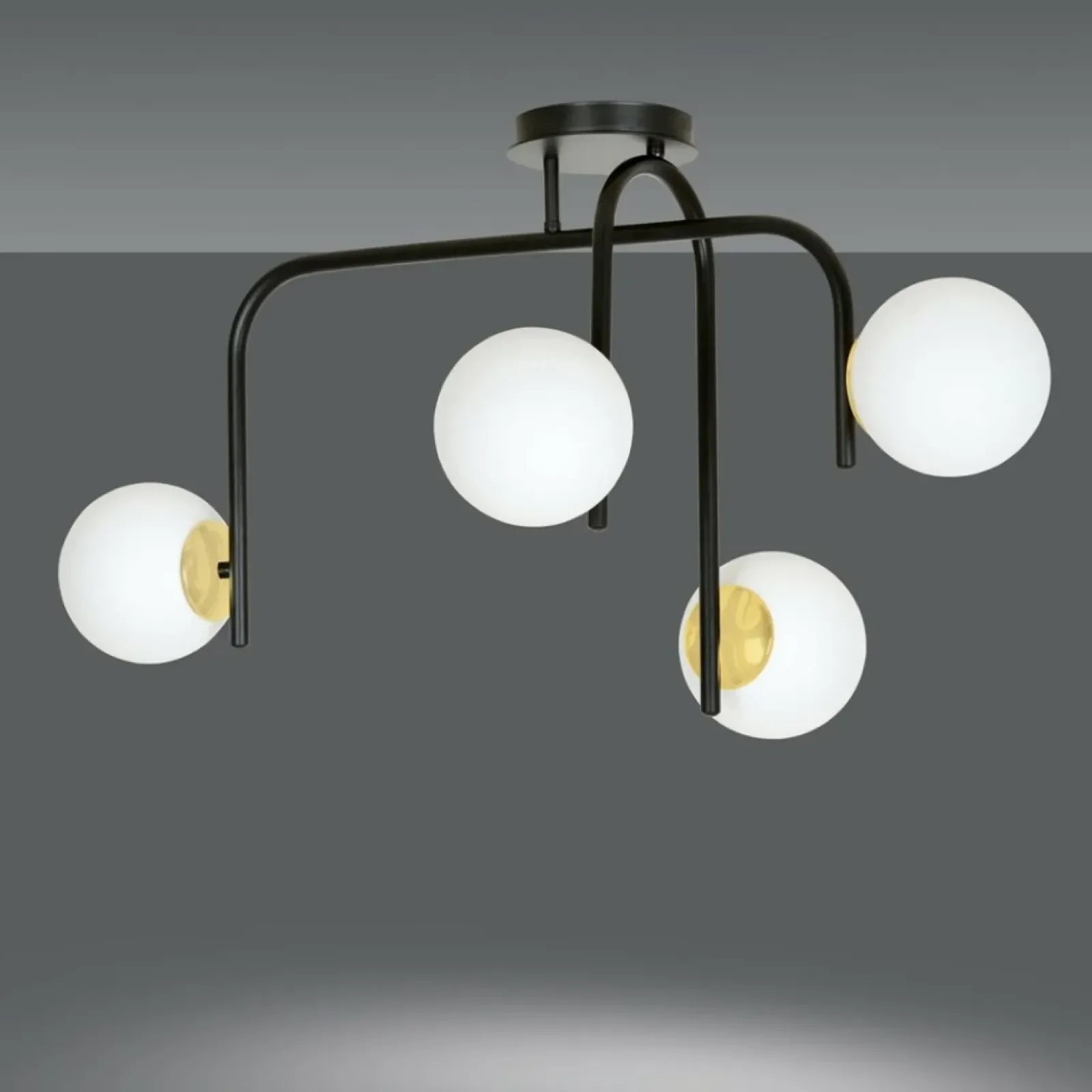 Sklep Kaja Czarno-złota lampa z okrągłymi kloszami 1032/4B RAGNAR | Kaja Outlet
