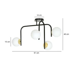 Sklep Kaja Czarno-złota lampa z okrągłymi kloszami 1032/4B RAGNAR | Kaja Outlet