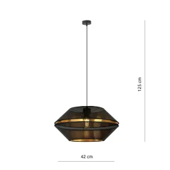 Sklep Kaja Czarno-złota lampa z perforowanym abażurem 1185/1 z serii MALIA | Kaja* Żyrandole Z Abażurem