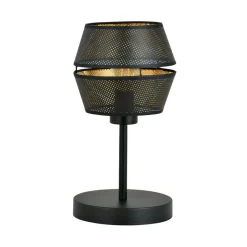 Sklep Kaja Czarno-złota lampka na stolik nocny przy łóżku 1185/LN z serii MALIA* Lampki Stołowe Z Abażurem|Nowoczesne Lampki Stołowe