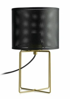 Sklep Kaja Czarno-złota lampka na szafkę nocną LX 5292 LOFT SHADE | Kaja* Lampki Stołowe Z Abażurem|Nowoczesne Lampki Stołowe