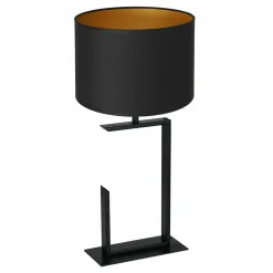 Sklep Kaja Czarno-złota lampka nocna, z dużym gwintem LX 3417 z serii TABLE LAMPS* Lampki Stołowe Z Abażurem|Tradycyjne Lampki Stołowe