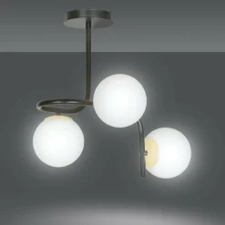 Sklep Kaja Czarno-złota, metalowa lampa sufitowa 1032/3 RAGNAR | Kaja Oświetlenie Outlet