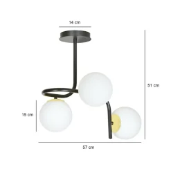 Sklep Kaja Czarno-złota, metalowa lampa sufitowa 1032/3 RAGNAR | Kaja Oświetlenie Outlet