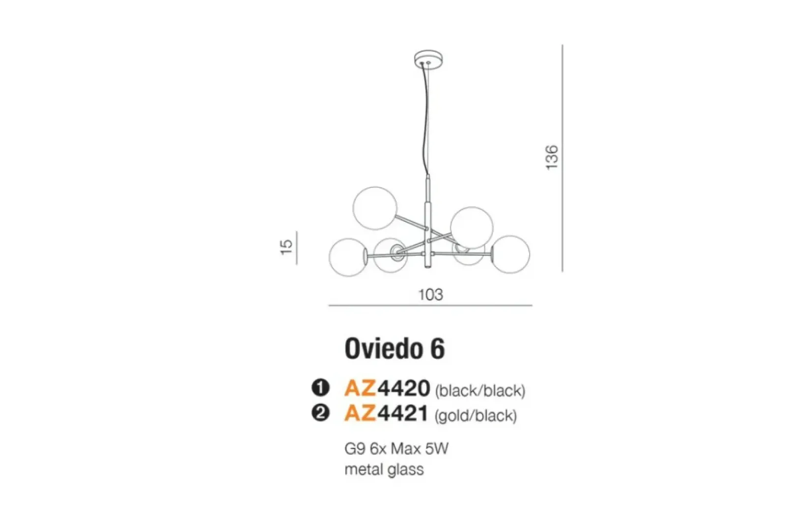 Sklep Kaja Czarno-złota molekularna lampa wisząca AZ4421 OVIEDO | Kaja Outlet