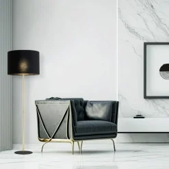 Sklep Kaja Czarno-złota, prosta lampa stojąca TK 16029 UMBERTO BLACK GOLD | Kaja* Lampy Podłogowe Z Abażurem|Tradycyjne Lampy Podłogowe