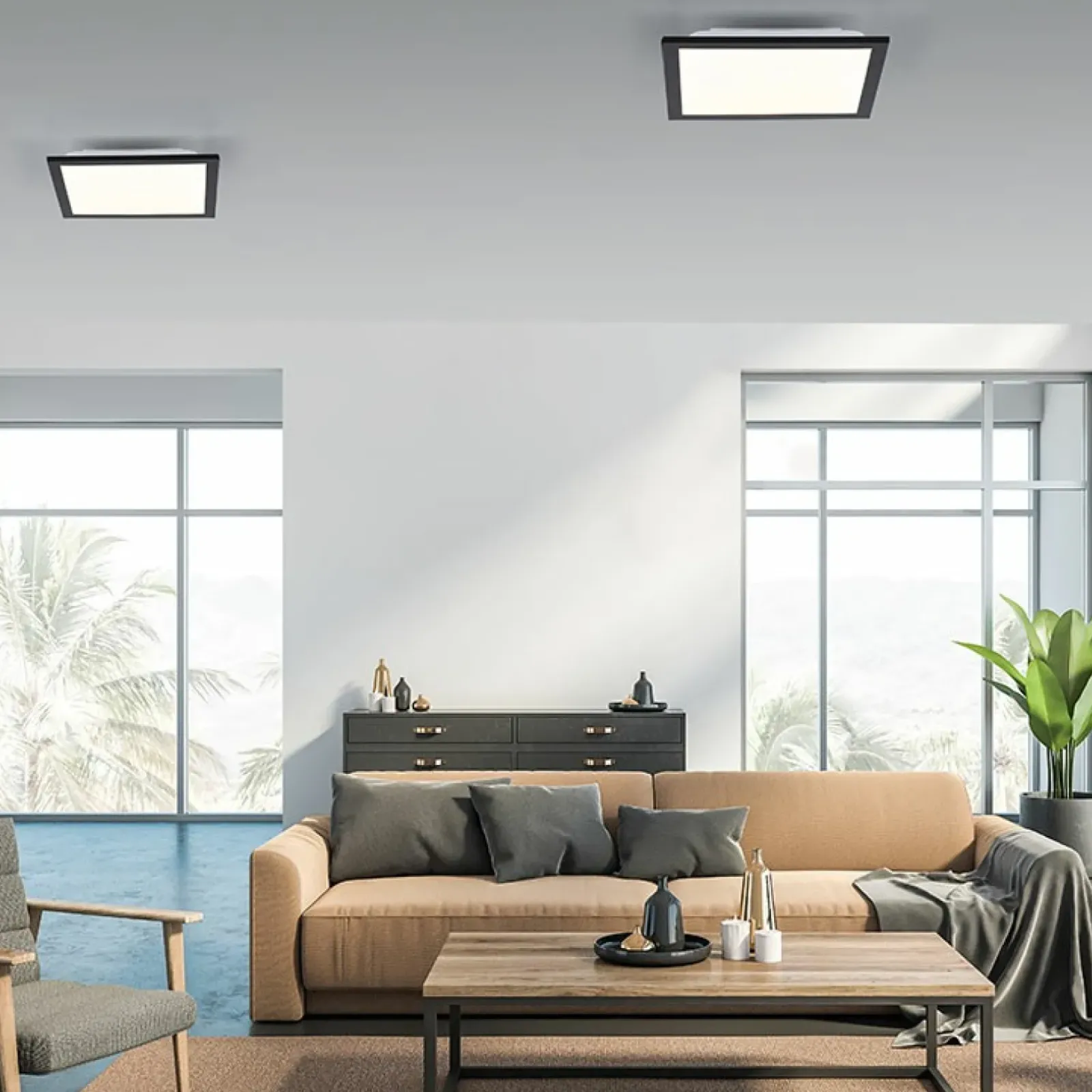 Sklep Kaja , kwadratowy plafon LED do salonu 14740-18 z serii FLAT | Kaja czarny Clearance