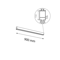 Sklep Kaja Czarny plafon LED w formie listwy 90cm 3000K ANT 1964 NUMATA | Kaja* Plafony Nowoczesne|Lampy Led
