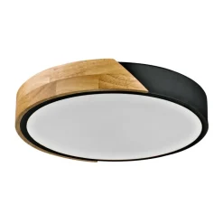 Sklep Kaja Czarny plafon sufitowy, z drewnem PLF-13186-BK-WO z serii NASTRO* Lampy Led|Plafony Nowoczesne
