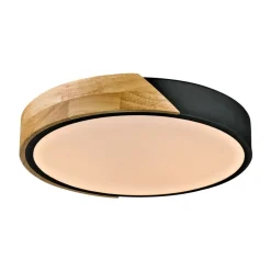 Sklep Kaja Czarny plafon sufitowy, z drewnem PLF-13186-BK-WO z serii NASTRO* Lampy Led|Plafony Nowoczesne