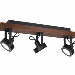 Sklep Kaja Czarny, potrójny reflektor, drewniana listwa LX 1229 z serii VIVA WOOD Best