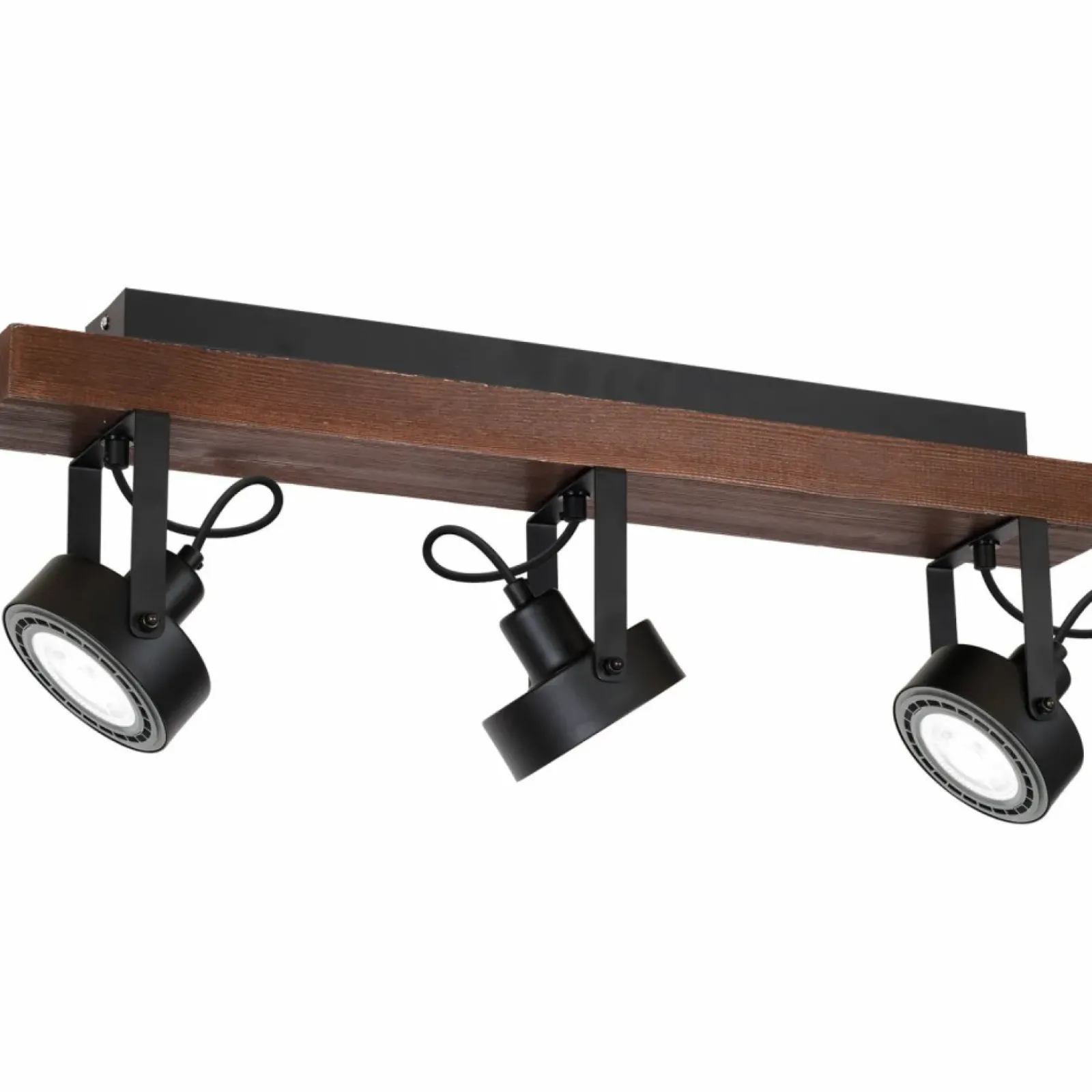 Sklep Kaja Czarny, potrójny reflektor, drewniana listwa LX 1229 z serii VIVA WOOD Best
