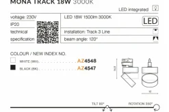 Sklep Kaja spot LED do szyny 3-fazowej natynkowej AZ4547 MONA | Kaja* Szynoprzewody Podtynkowe|Szynoprzewody Natynkowe