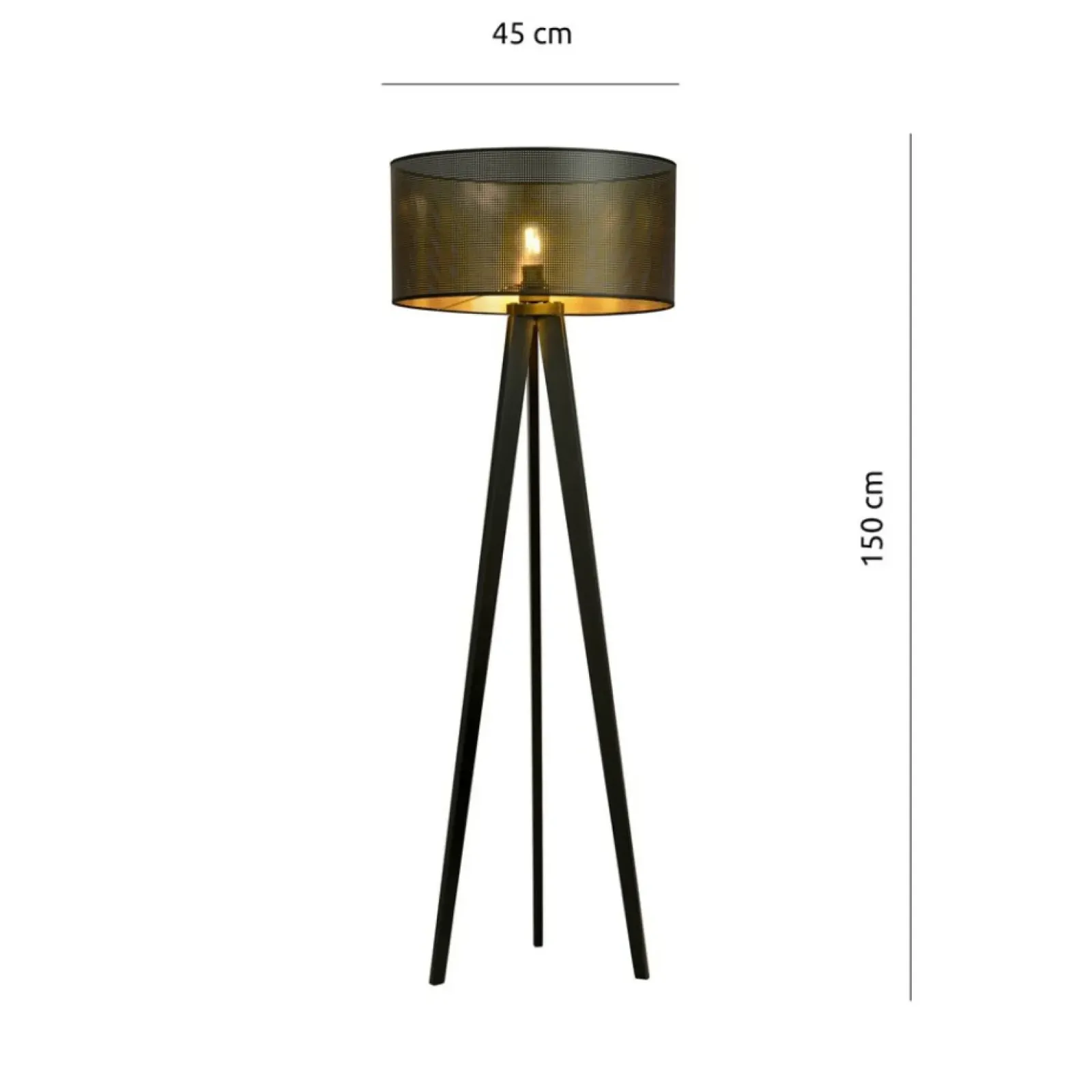 Sklep Kaja Czarny trójnóg z dwukolorowym abażurem 1148/LP1 ASTON | Kaja* Lampy Podłogowe Z Abażurem|Tradycyjne Lampy Podłogowe