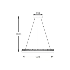 Sklep Kaja Czarny, wiszący okrąg LED z kryształkami PD2304600R-MB REGI | Kaja Cheap