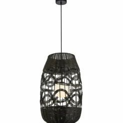 Sklep Kaja Czarny zwis z plecionym, rattanowym abażurem ML0355 ARONA | Kaja Shop