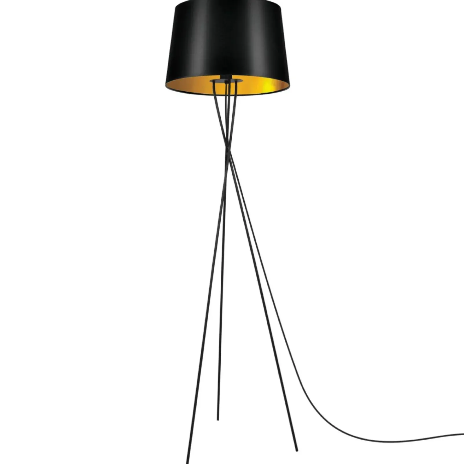 Sklep Kaja Dekoracyjna, czarno-złota lampa podłogowa K-4358 | Kaja Oświetlenie* Lampy Podłogowe Z Abażurem|Tradycyjne Lampy Podłogowe