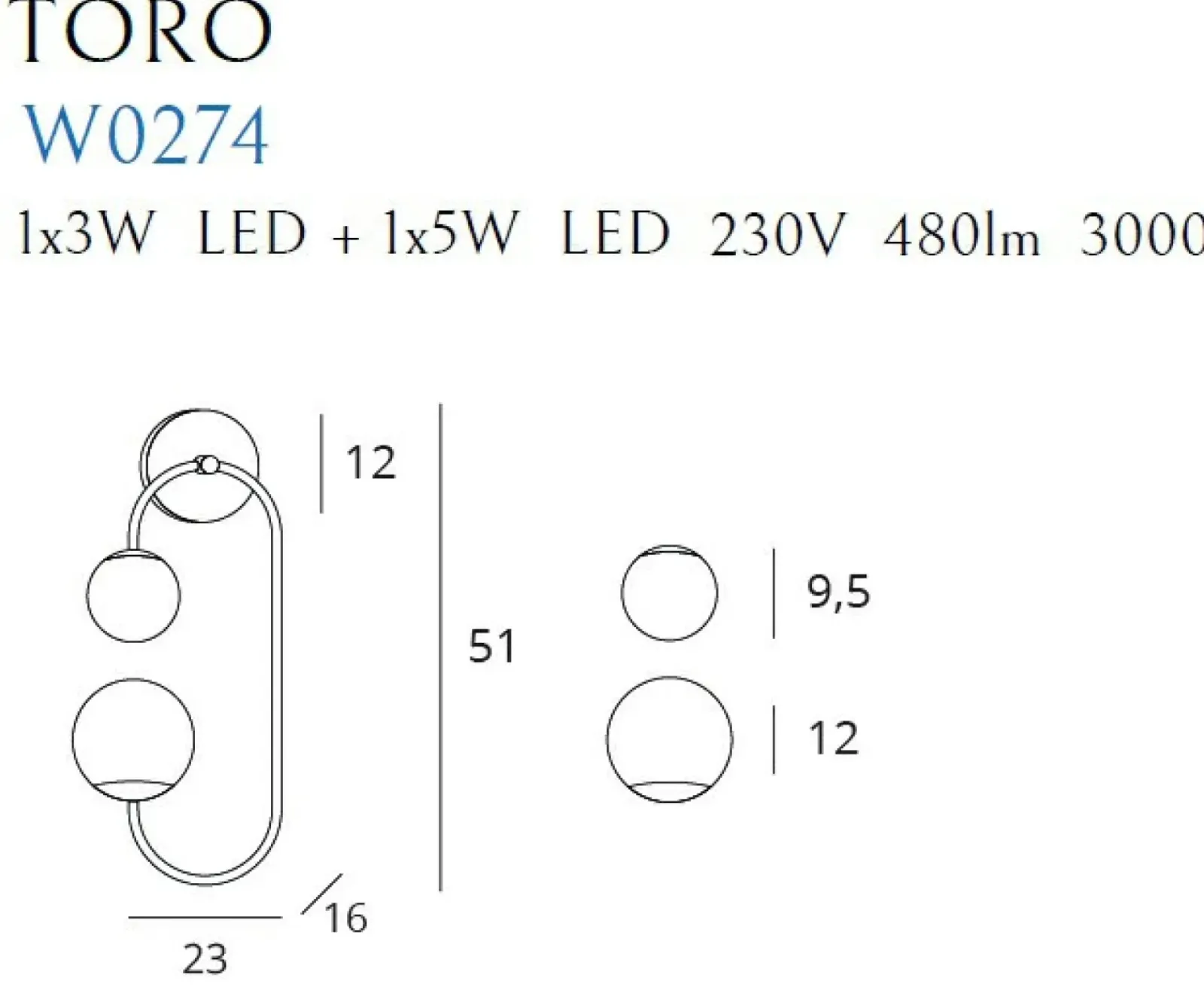 Sklep Kaja Dekoracyjna lampa ścienna z kloszami MX W0274 TORO | Kaja Oświetlenie* Lampy Led