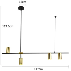 Sklep Kaja Dekoracyjna lampa nad stół LP-074/4PL BK/GD ARIZONA | Kaja Oświetlenie Cheap