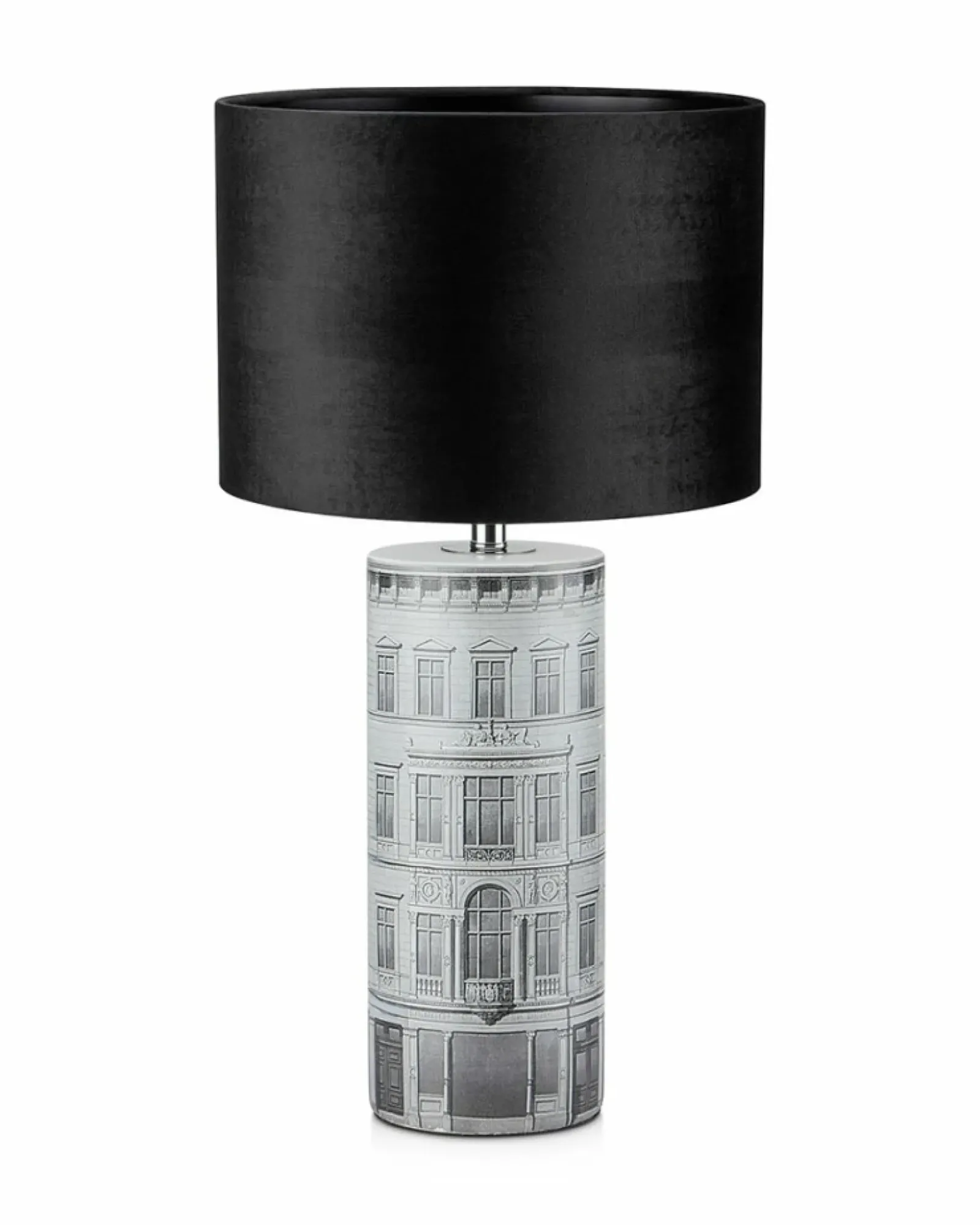 Sklep Kaja Dekoracyjna lampa stołowa z rysunkiem miasta 108103 | Kaja Oświetlenie* Lampki Stołowe Z Abażurem|Tradycyjne Lampki Stołowe