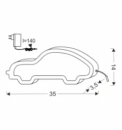 Sklep Kaja Dekoracyjna lampka na szafkę nocną chłopca 41-10650 CAR | Kaja* Lampy Led