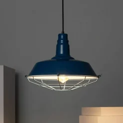 Sklep Kaja Dekoracyjna, niebieska lampa wisząca ABR-RRP-N-E27 RETRO | Kaja niebieski Hot
