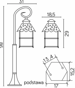 Sklep Kaja Dekoracyjna, ogrodowa lampa, styl klasyczny K 5002/3/Z z serii CADIZ | Kaja Oświ* Lampy Ogrodowe Stojące