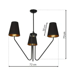 Sklep Kaja Dekoracyjna, potrójna, czarna lampa sufitowa MLP4912 z serii VICTORIA | Kaja Ośw Sale