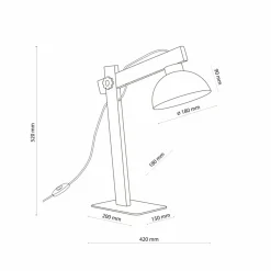 Sklep Kaja Designerska, biała lampka biurkowa z drewnem TK 5347 z serii OSLO* Lampki Biurkowe